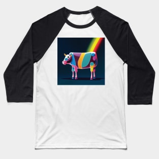 Colourful Cow with rainbow Baseball T-Shirt